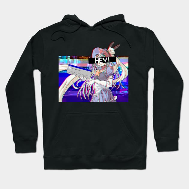 Anime Vaporwave Aesthetic Glitch Effect Hoodie by bestcoolshirts